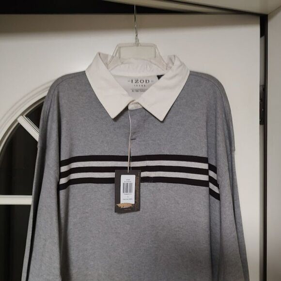 New Izod Retro Varsity Gray Long Sleeved Top Size Men's 3X - Picture 2 of 2
